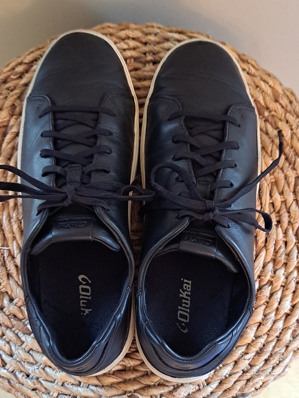 Olukai Mens Lae'Ahi Li 'Ili Athleisure/Casual Onyx Black Leather Low Sneakers 11 - Picture 6 of 9